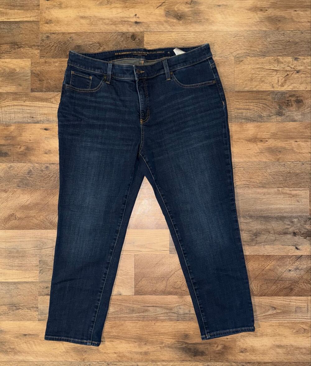 Chico’s women’s so slimming girlfriend slim leg ankle blue jeans